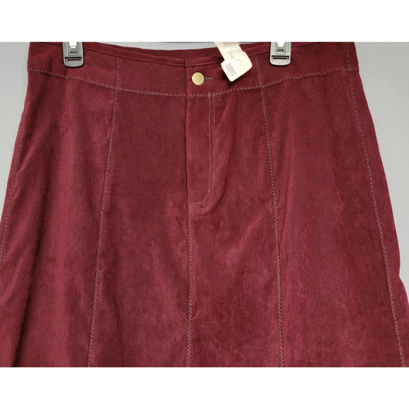 Wild Cat Maxi Skirt Womens XL Maroon Zip-Zag Trim Stitching Stretch Boho Modest - Picture 4 of 11